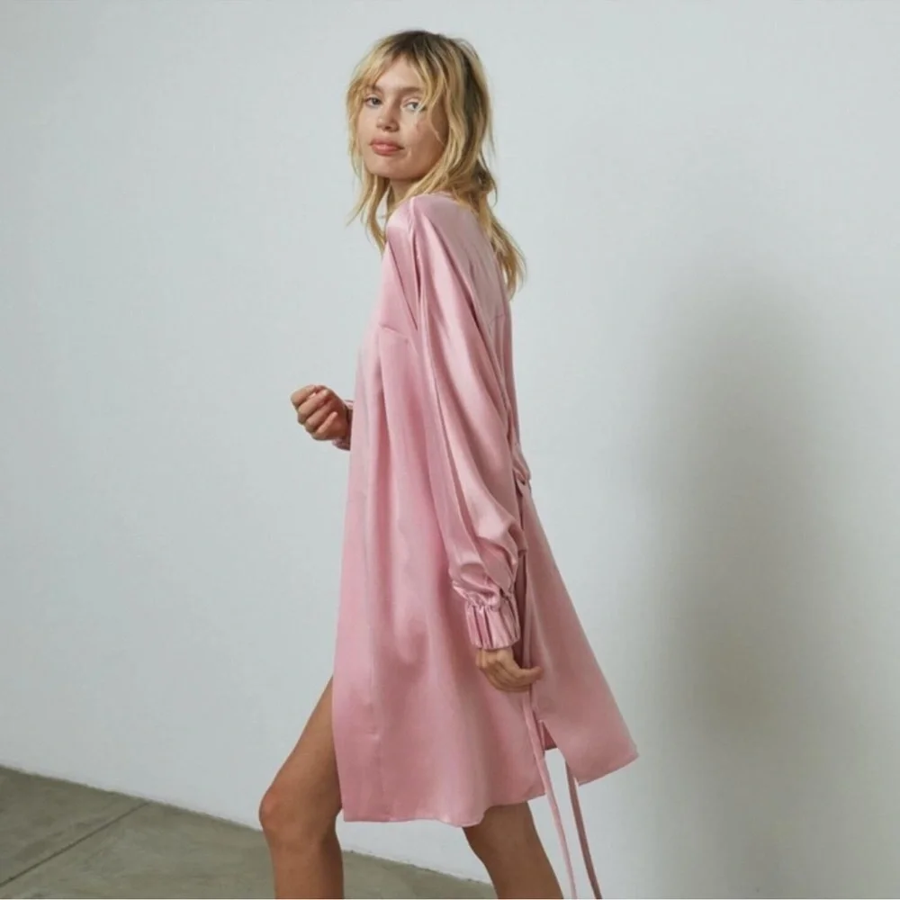 Lunya Washable Silk Robe Serene Pink Size Medium
